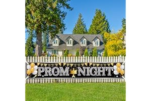LAMEK Prom Night Banner 2024 Silver Graduation Prom Party Decorations Prom Photo Backdrop Graduation Prom Background for Indoor Outdoor Garden Yard Decor Prom Party Supplies,300x50cm