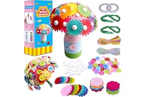 SpriteGru Kit d’artisanat de fleur pour les enfants,Faites votre propre bouquet de fleurs avec des boutons,Cadeau d’activité de bricolage pour les garçons et les filles âgées de 4-9 ans