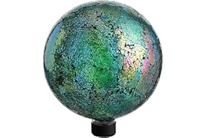 Whole Housewares 10 Inch Mosaic Colorful Gazing Ball,Iridescent Crackled Glass Mosaic Globe for Yard & Garden