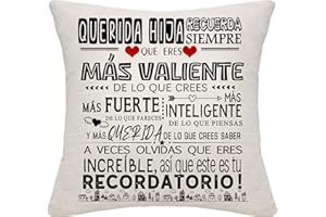 BOMMEX Querida Hija Recuerda siempre que eres más valiente de lo que crees regalo de inspiración Funda de Cojín para Hija de Mamá Papá Hija Cumpleaños Navidad Regalo de Familia Recordatorio(querida hija)