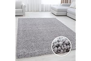 ‎MIOVANI Miovani Hochflor Teppich 200x290 cm Hellgrau - Besonders weicher Shaggy Teppich in vielen Farben & Größen für Dein gemütliches Zuhause - Teppich Wohnzimmer & Schlafzimmer