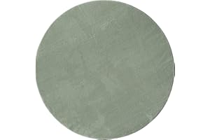 MIAS TEPPICHE Mia's Teppiche Taos - Tappeto a pelo corto, con fondo antiscivolo, lavabile fino a 30 gradi, super morbido, effetto pelliccia, verde, 120 x 120 cm, rotondo