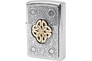 Zippo - Briquet Tempête, Nœud Celtique Croix Verte, Chromé (Street Chrome), Emblème, Rechargeable, Réutilisable, Résistant Au Vent, Coffret Cadeau, Fabriqué Aux États-Unis