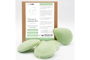 LES PAPOTEUSES Spugna Konjac bio per il viso associata al tè verde | Set di 4 spugne a forma di gocce | Spugna vegetale detergente naturale
