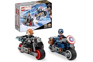 LEGO 76260 Marvel Les Motos de Black Widow et de Captain America, Set Avengers L’Ère d’Ultron avec 2 Jouet de Motos, Super-Héros pour Enfants, Garçons, Filles Dès 6 Ans,‎Multicolore