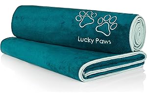 Lucky Paws® Dog Towel – Extra Large 140 x 70cm - UK Based Seller - Super Absorbent Microfibre Towel - Fast Drying - Super Soft - Premium Pet Towels (Pack of 2, Teal)