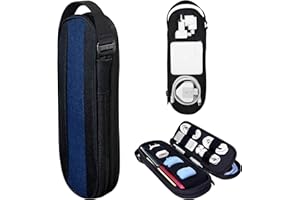 Side by Side - Pochette de Rangement pour Cables, Chargeur, Power Bank - Organisateur de Voyage à Accessoires, Gadget High Tech, Cle USB C Adaptateur (Denim)