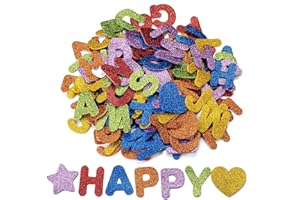 Oumezon 168 Stück Moosgummi Buchstaben Glitter Schaumstoff Aufkleber Buchstaben Sticker Selbstklebend Buchstaben Aufkleber Klebebuchstaben Glitter Alphabet Sticker für Kinder DIY Handwerk