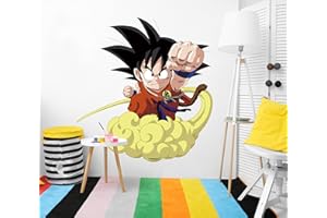 OEDIM Vinilo de Pared Tamaño Real Dragon Ball Super Goku Niño Nube Producto Oficial | 141x150 cm |Vinilo para Paredes | Producto Original | Vinilo Adhesivo | Mural | Decoración Hogar | DBS