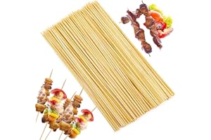 SHONYE 100Pcs Disposable Bamboo Skewers Sticks, Natural Barbecue Skewers 30CM/11.81IN, Wooden Kebab Skewers/Marshmallow Sticks/Cocktail Sticks, for Parties