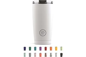 Cool Bottles - Tumbler - Bicchiere Termico in Acciaio Inossidabile - 550 ml - Mono White - Tazza da Caffè - Coperchio Ermetico - Bevande Fredde 10 ore e Calde 5 ore - Finitura Antimacchia