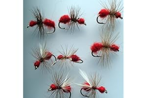 BESTCITY Anzuelo de moscas secas en color rojo para pesca, paquete de percha # 159 R