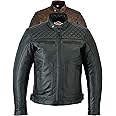 Texpeed Mens Leather Motorcycle Jacket - Touring Motorbike Jacket With Genuine Biker CE Armour (EN 1621-1) Protection Quilted Diamond Stitched Design - Black - M