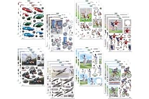 Katy Sue for The Guys 3D Die Cut Decoupage Sheets for Card Making. A Pack of 24 Pre Cut Sheets of Cars, Motorbikes, Spitfire, Trains, & Sports Die Cuts for Card Making Supplies