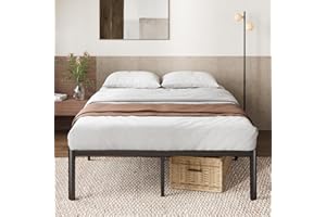 Zinus Van Rete Matrimoniale 160x190 cm - Struttura Letto con Doghe in Metallo Incluse - Altezza 41 cm con Spazio Sottostante - Facile da Montare - Nero