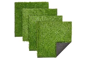 Juvale 4-pak kwadratowych mat ze sztucznej trawy, 30 x 30 cm, sztuczne płytki murawowe, na balkon, taras, do użytku na zewnątrz, sztuczne podkładki, rękodzieło i dekoracje (zielone)