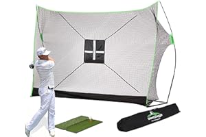 STEADYDOGGIE 10 x 7ft Golf Net Bundle 4pc & 3pc | Professional Patent Pending Design | Dual-Turf Golf Mat, Chipping Target and Carry Bag | The Right Choice for Backyard Driving & Hitting Nets
