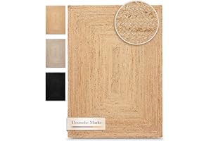 ‎CARPETFINE carpetfine Kleiner Juteteppich Nele Beige 40x60 cm handgewebt aus Jute | Boho-Style Naturfaser Teppich für Schlafzimmer, Wohnzimmer oder als Fußmatte
