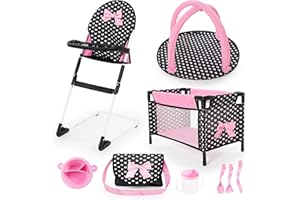 Bayer Design 61760AB Chaise Haute pour poupée, lit Poupon, Sac à bandoulière, Tapis d'eveil, Accessoires Plastiques