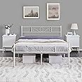Yaheetech 5ft King Metal Bed Frame Solid Bedstead Base with Headboard and Footboard, Metal Slat Support and Underbed Storage Space, White