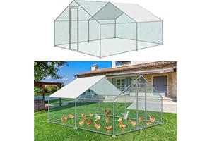 Joparri Pollaio con serratura di sicurezza e protezione solare in PE impermeabile, 3 x 4 x 2 m, telaio in acciaio robusto, ideale per polli, conigli e altri piccoli animali