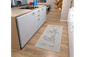 Hanse Home Bon Appetit de lusso chodnik kuchenny z napisem, antypoślizgowy, łatwy w pielęgnacji, wytrzymały, Öko-Tex chodnik do kuchni, korytarza, jadalni – kremowo-szary, 62 x 150 cm