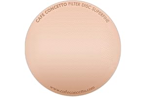 CAFE CONCETTO Filter for use in AeroPress Go/AeroPress Coffee Makers - Disc Superfine - Reusable - Premium Coated Stainless Steel (Rose Gold, Metal) - Brew Tips Included