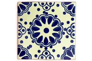 Ceramic Mexican Tile - 10.5cm- Handmade and Ethically Traded by Tumia LAC - Individual Tile - 10 Pack