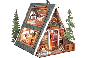 Rolife Maison de Poupée Cabane A-Frame Modèle en Bois Kit de Miniature Maison de Guérison Naturelle Cabane de Forêt Féérique Décoration de Maison Cadeau Créatif pour Adultes