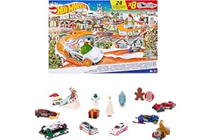 Hot Wheels Calendario de adviento Coches de juguete y accesorios sorpresa, regalo de Navidad +3 años (Mattel HKL74)