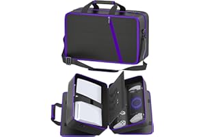GERSKER Sacoche de Transport PS5 Compatible avec PS-5/Slim/Pro Digital & Disc, Valise de Voyage PS5 Contenant une PS Portal, 4 Cartes de Jeu, 2 Manettes, Sac de Protection de Accessoire (Noir & Violette)