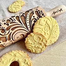Algis Crafts Halloween Embossing Rolling Pin - Laser Engraved With Moon, Owl, Spider, Ghost, Pumpkin, Witch Designs