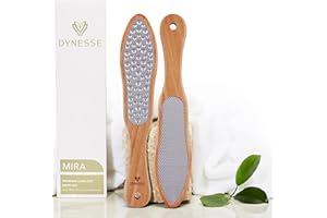 DYNESSE Lime pour pieds professionelle avec manche en bois. Aucun risque de blessure. Utilisée dans les salons de pédicure. Râpe en acier inoxydable découpée au laser. Multi-usage