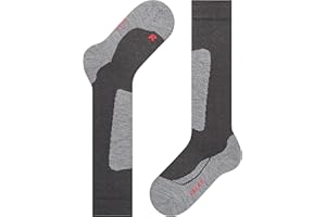 FALKE unisex niños Active Ski calcetines de esquí amortiguación media espinillera anti ampollas transpirable secado rápido regulación del clima antiolores lana hilo funcional 1 par