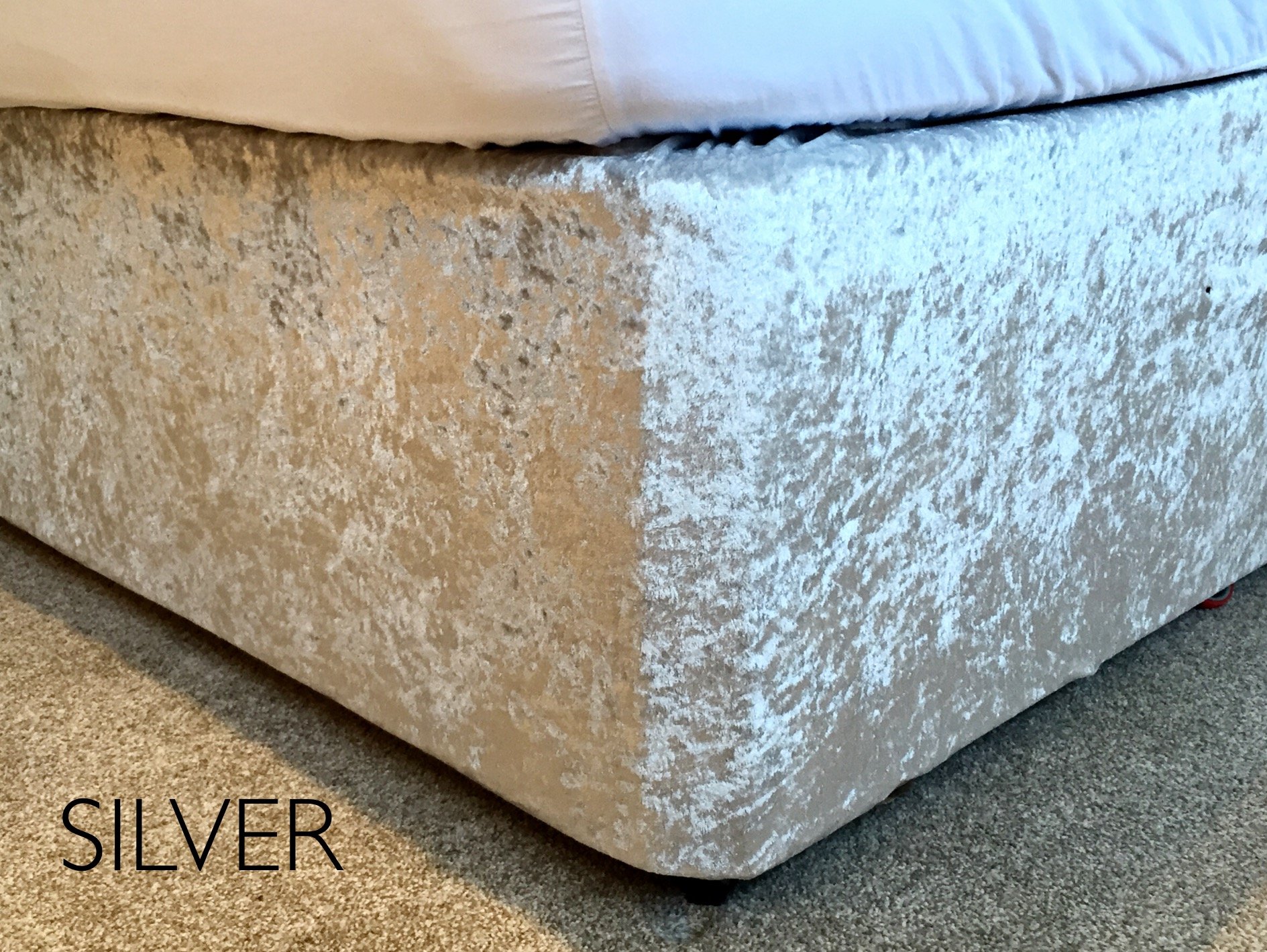 Crushed Velvet Elasticated Bed Valance/Divan Base Cover 12 Colours