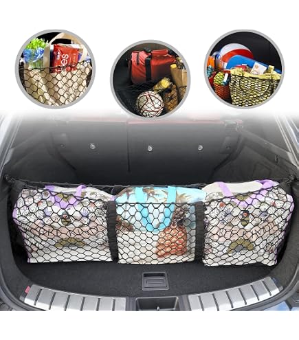 thumbnail image 2 of Envelope Style Trunk Cargo Net Organizer For Lexus GX460 2010-2023 – Black Elastic Mesh 2 of 6