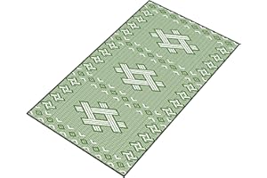 NEEZ Tappeto da Esterno Impermeabile - Antisabbia Plastica Coperta per Picnic, Mare, Campeggio, Terrazzo, Giardino e Balcone - 100x150 cm, Tappeto Bianco e Verde