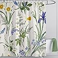 LIVETTY Shower Curtain Plant Curtain Floral Shower Curtains for Bathroom Quick-Drying Kitchen Curtains Machine Washable with 12 Hooks-Multi-Color