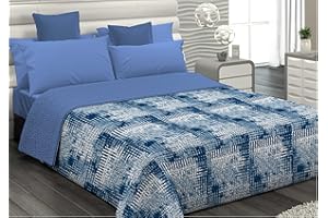 il dolce stile della tua casa traputino copriletto estivo matrimoniale/singolo/piazza e mezza stampa geometrica 100 grammi (matrimoniale, melange blu)
