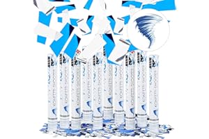 Relaxdays 10x Lanceur de confettis cotillons 40 cm décoration portée 6-8 m fête Anniversaire, Bleu