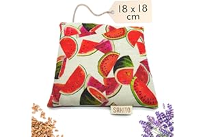 SAKITO Cuscino Termico Microonde (18x18 cm) - Terapia Naturale per lo Stress e i Dolori Muscolari - Uso Caldo o Freddo - Elevata Ritenzione del Calore - Tessuto di Prima Qualità - Profumo di Lavanda