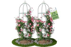 TTL Garden Obelisk - Set di 2 tralicci in metallo antiruggine per piante rampicanti, rose, clematide, in acciaio verniciato a polvere, altezza 165 cm, diametro 40 cm, pomodori, cetrioli