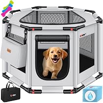 Recinto Per Cani E Gatti Lionto In Tessuto Oxford - Struttura In PVC, Rete Traspirante, Porta Con Cerniera E Tasca Laterale, 72x72x43 Cm
