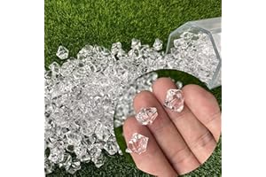 Cayway 1000PCS Cubitos de Hielo Acrílicos Piedras de Hielo Falsas Reutilizables de Cristal Acrílico Artificial, 7mm Cubitos de Hielo Falsos para Accesorios de Fotografía, Rellenos de Jarrón (14MM)
