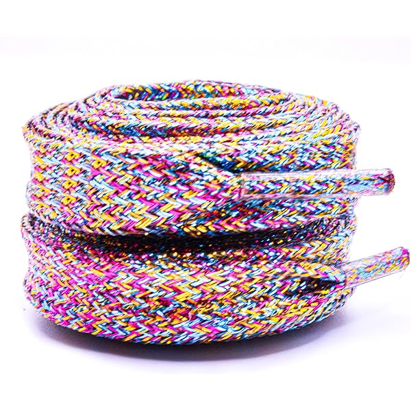 2 Paires De Lacets à Paillettes Métalliques Noir Brillant - 9mm X 120cm, Pour Baskets, Chaussures De Sport Ou Accessoires Mode
