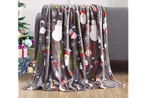 Elegant Comfort Velvet Touch Ultra pluszowy koc polarowy z nadrukiem na Boże Narodzenie, święta, 127 x 152 cm, (Santa), 127 x 152 cm
