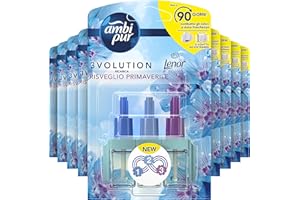 Ambi Pur 3Volution Profumatore per Ambienti, 9 Ricariche per Diffurore Elettrico, Fragranza Lenor Risveglio Primaverile, tecnologia Elimina Odori, Fino a 90 Giorni di Profumo per Ricarica