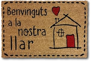 KOKO DOORMATS Felpudo Entrada casa Original, Fibra de Coco y PVC, Felpudo Exterior Benvinguts, 40x60x1.5 cm | Alfombra Entrada casa Exterior | Felpudos Divertidos para Puerta