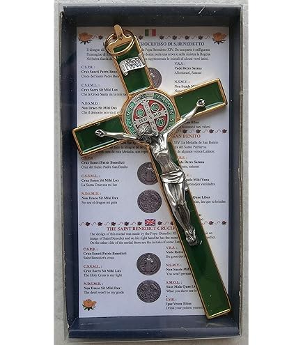 GTBITALY 10.004.21 Azul Cruz Oro Blue San Benito 20 cm esmaltado con caja de regalo Saint Benedict exorcismo sacerdote exorcista sacerdote religiosa iglesia GTBITALY 10.004.21 Azul Cruz Oro Blue San Benito 20 cm esmaltado con caja de regalo Saint Benedict exorcismo sacerdote exorcista sacerdote religiosa iglesia