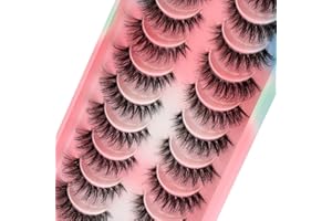 HICOCU Falsche Wimpern Clear Band Natürlich D Curl Natürliche Cluster Volumen Wimpern Set,10 Paar Natürlich 3D Klebstoff Band KÜnstliche Wimpern (DA16)